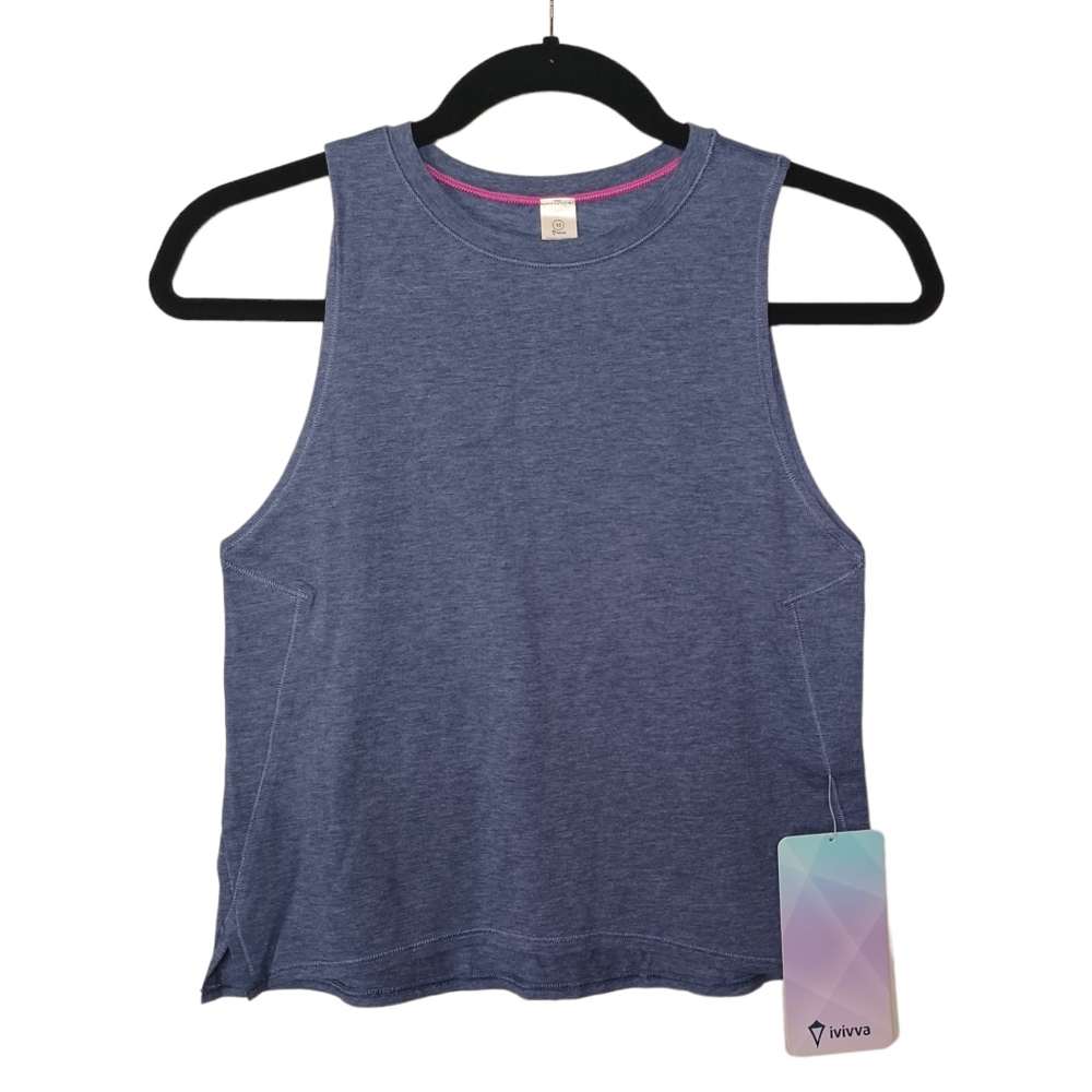IVIVVA Gray Blue Luminous Muscle Tank Sleeveless Stretchy Athletic Top 10 NWT